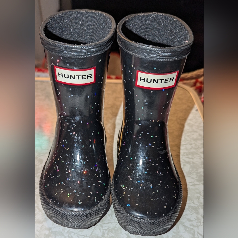 Hunter Black Glitter Rain Boots
